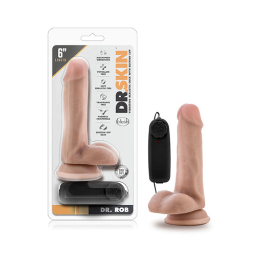 Dr. Skin - Dr. Rob - 6in Vibrating Cock With Suction Cup - Vanilla | SexToy.com