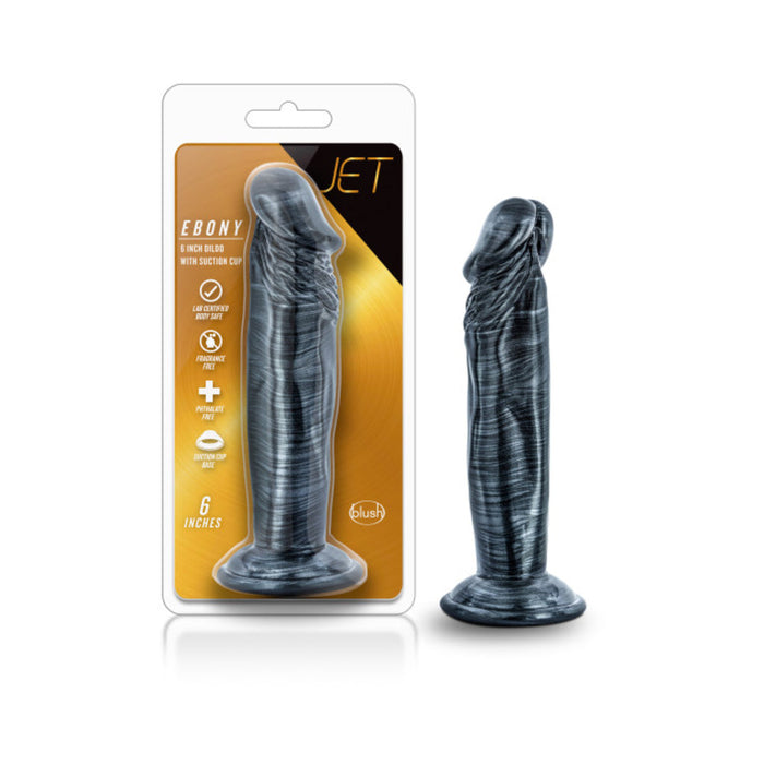 Jet - Ebony - 6in Dildo - Carbon Metallic Black | SexToy.com