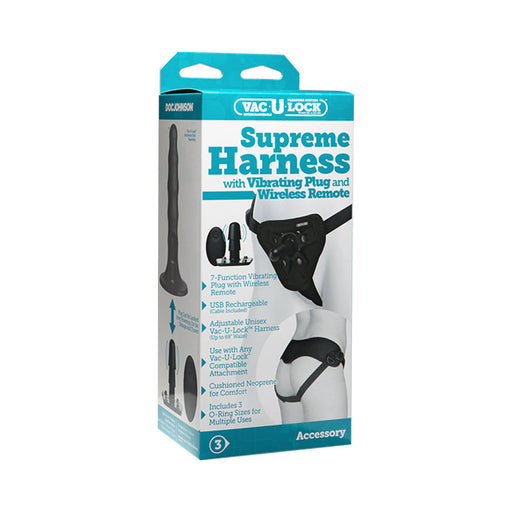 Vac-U-Lock Supreme Harness With Vibrating Plug Black | SexToy.com