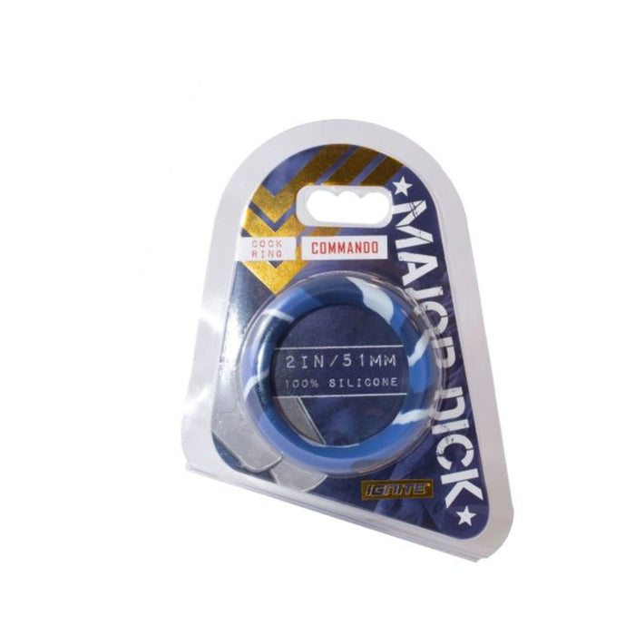 Major Dick Commando Cock Ring Blue Camo 2 inches | SexToy.com