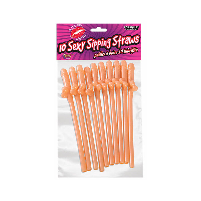 10 Sexy Sipping Straws Beige Pecker | SexToy.com