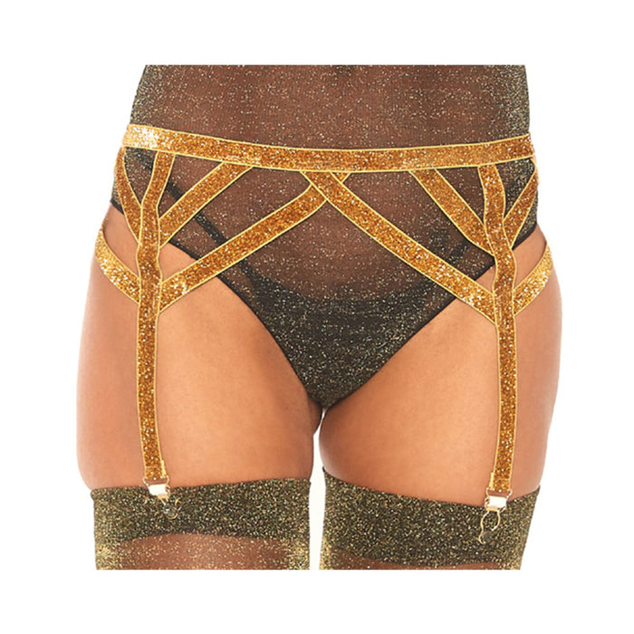 Shimmer Lurex Elastic Garter Belt. Gold O/s | SexToy.com