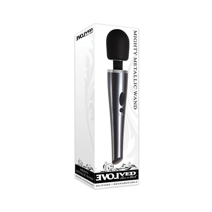 Evolved Mighty Metallic Wand 8 Vibrating Function Usb Rechargeable Cord Included Waterproof | SexToy.com