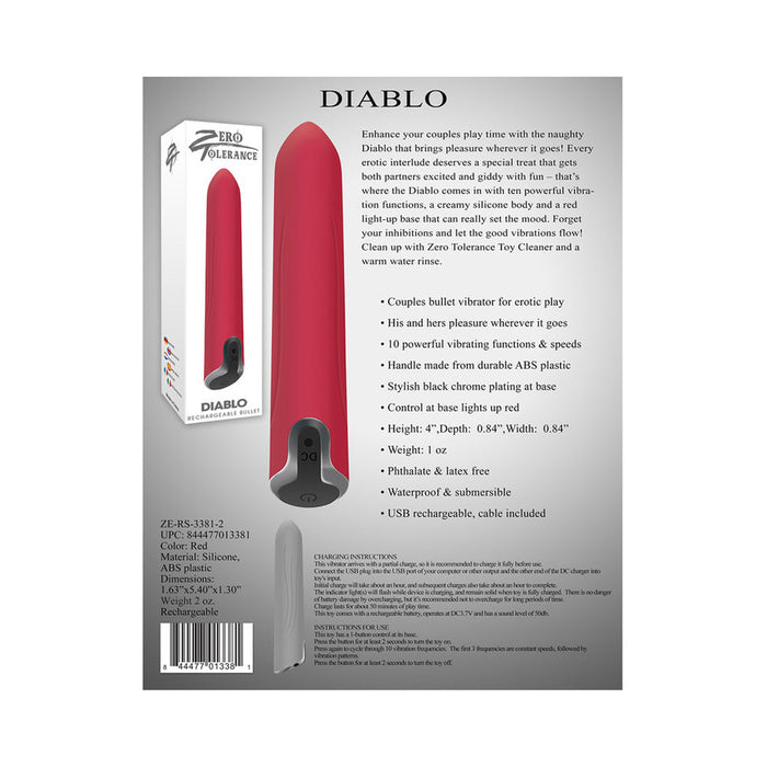 Diablo Rechargeable Bullet Vibrator Red | SexToy.com