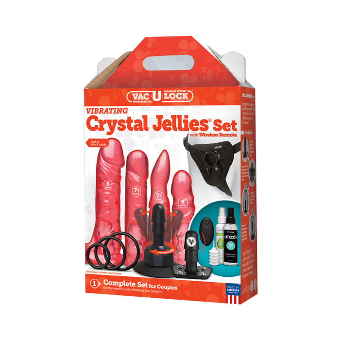 Vac-U-Lock Vibrating Crystal Jellies Set with Remote - Pink | SexToy.com