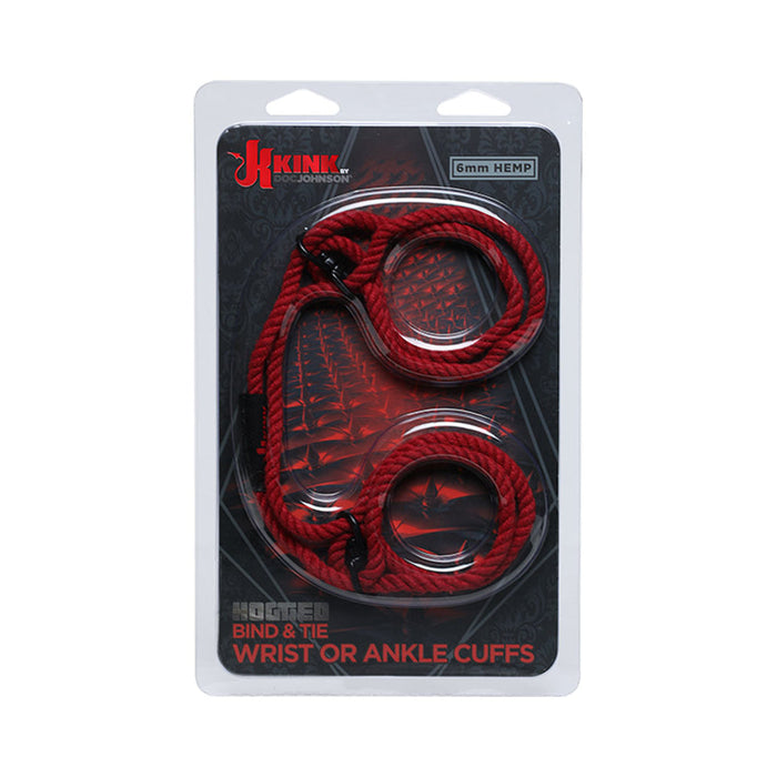 Kink Hogtied Bind & Tie Hemp Wrist Or Ankle Cuffs Red | SexToy.com