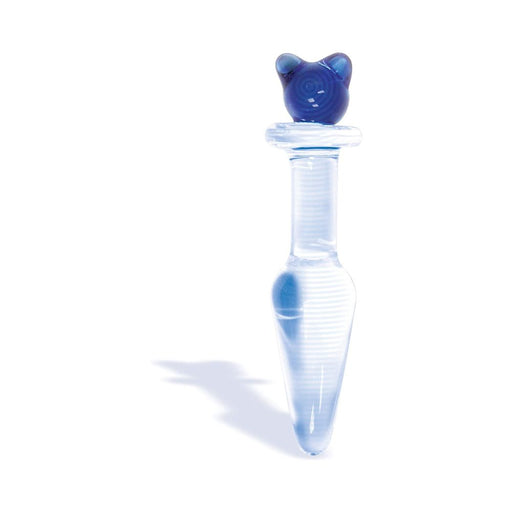 First Glass Kitty Love Glass Butt Plug Blue | SexToy.com