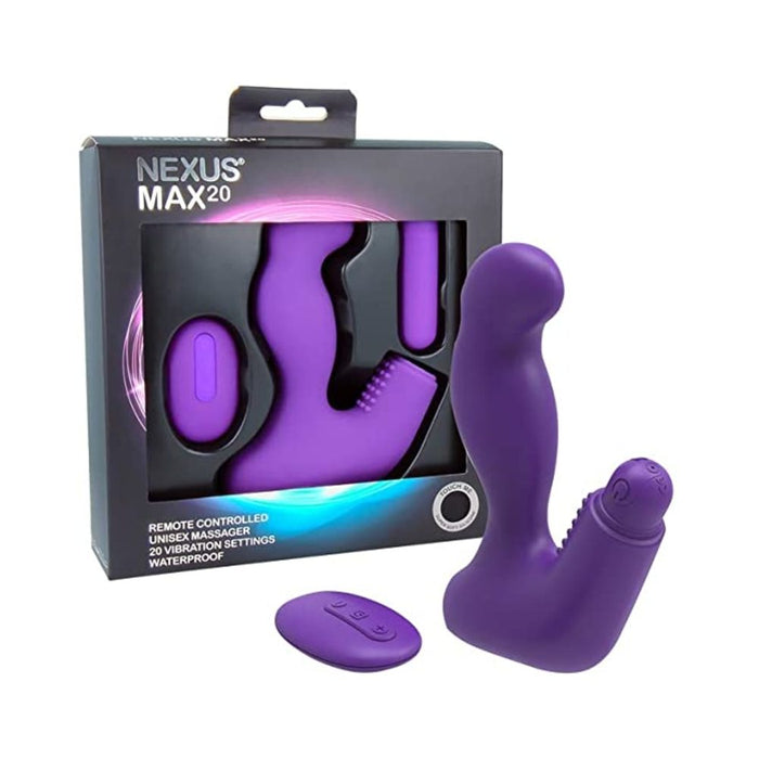 Nexus Max 20 Unisex Massager Remote Control With Removable Bullet Waterproof Purple | SexToy.com
