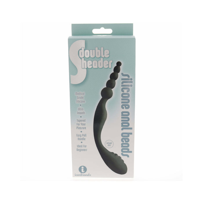 S Double Header Double Ended Silicone Anal Beads Black | SexToy.com