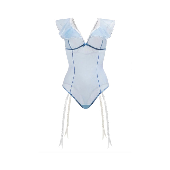 Blue Daiquiri Ruffled Teddy Garter 3x/4x | SexToy.com