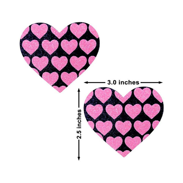 Neva Nude Pasty Hearts On Heart Uv Ne Pink/black | SexToy.com