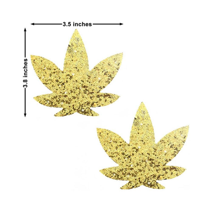 Neva Nude Pasty Weed Leaf Glitter Sparkle Gold | SexToy.com