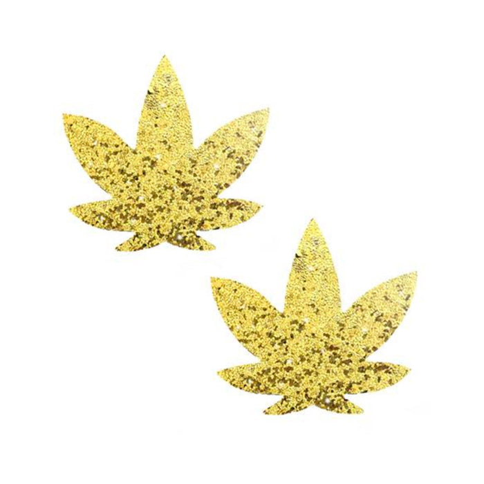 Neva Nude Pasty Weed Leaf Glitter Sparkle Gold | SexToy.com