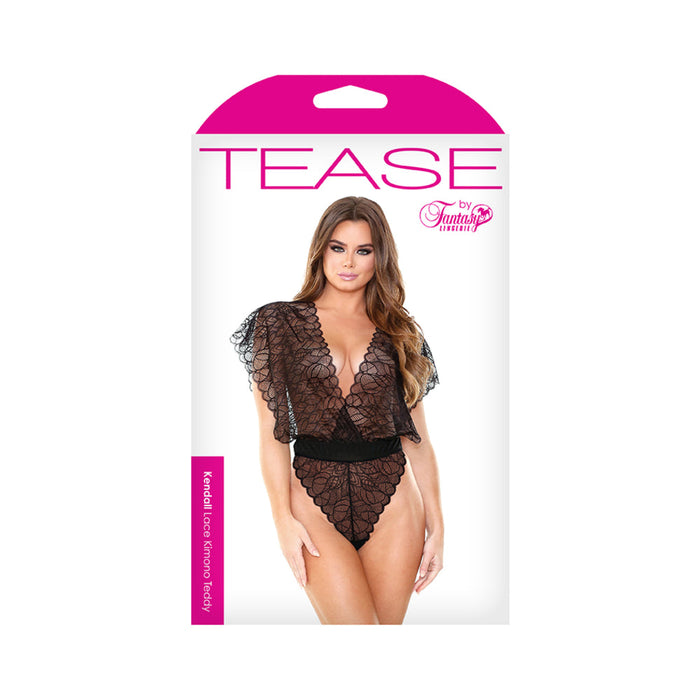 Kendall Lace Kimono Teddy L/xl Black | SexToy.com