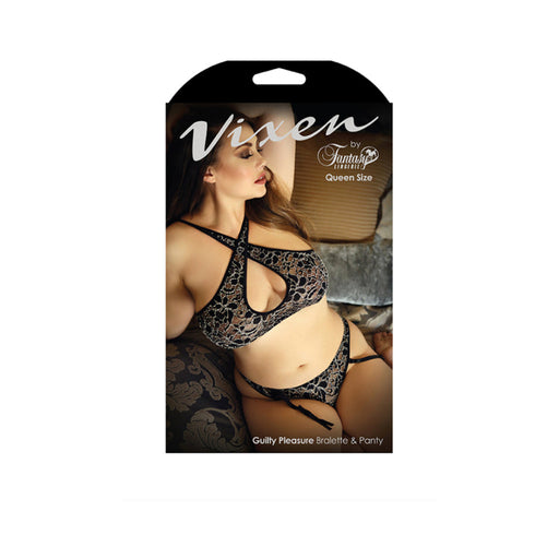 Vixen Guilty Pleasure Bralette & Panty L/xl Black | SexToy.com
