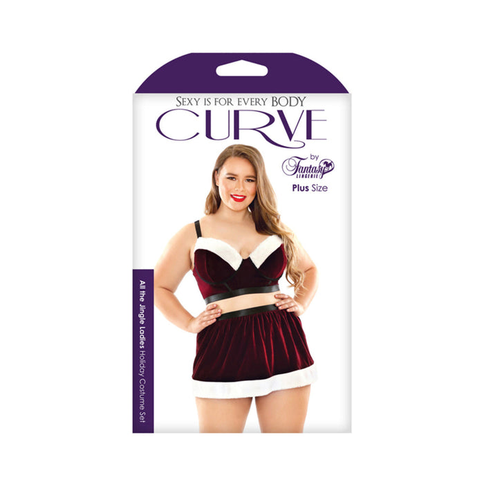 All The Jingle Ladies Costume Set; Long Line Bra, Garter Skirt, And Pant | SexToy.com