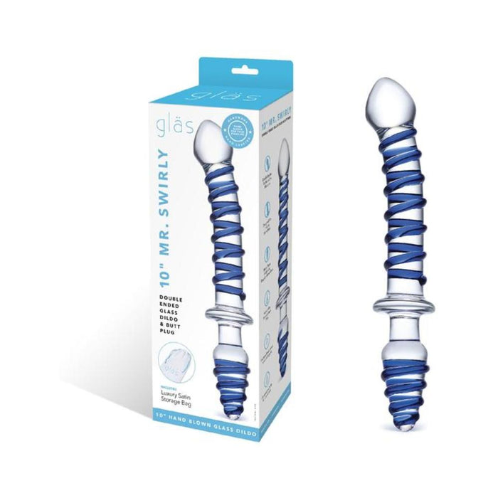 Mr. Swirly Double Ended Glas Dildo And Butt Plug | SexToy.com