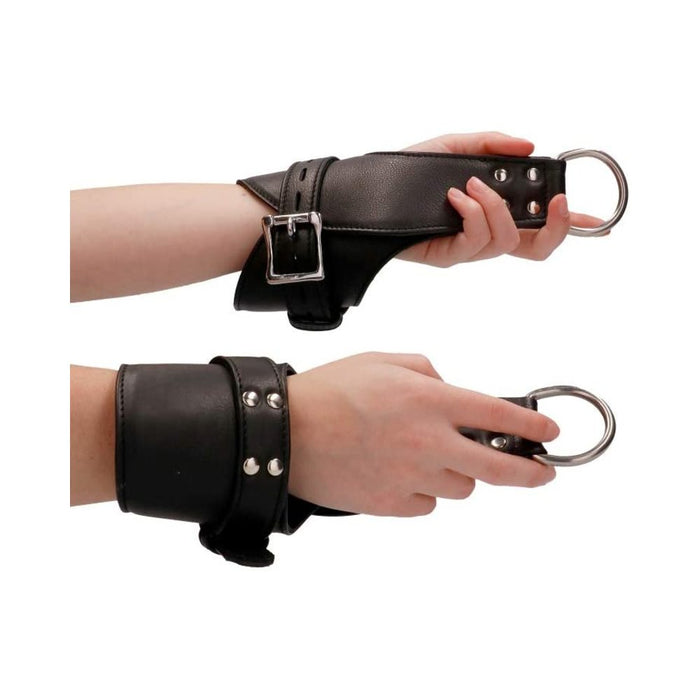 Ouch! Pain - Calf Leather Suspension Wrist Bondage Handcuffs | SexToy.com