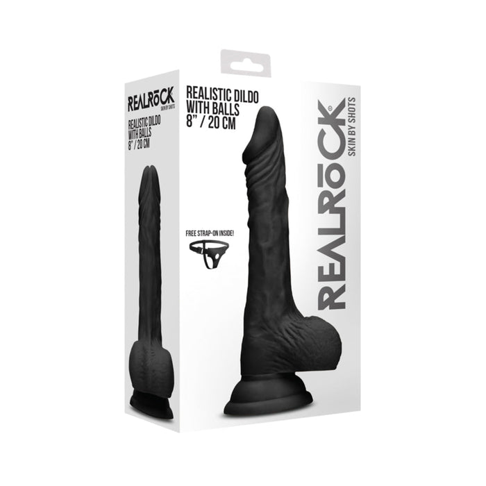 Realrock - 8 / 20 Cm Realistic Dildo With Balls - Black | SexToy.com