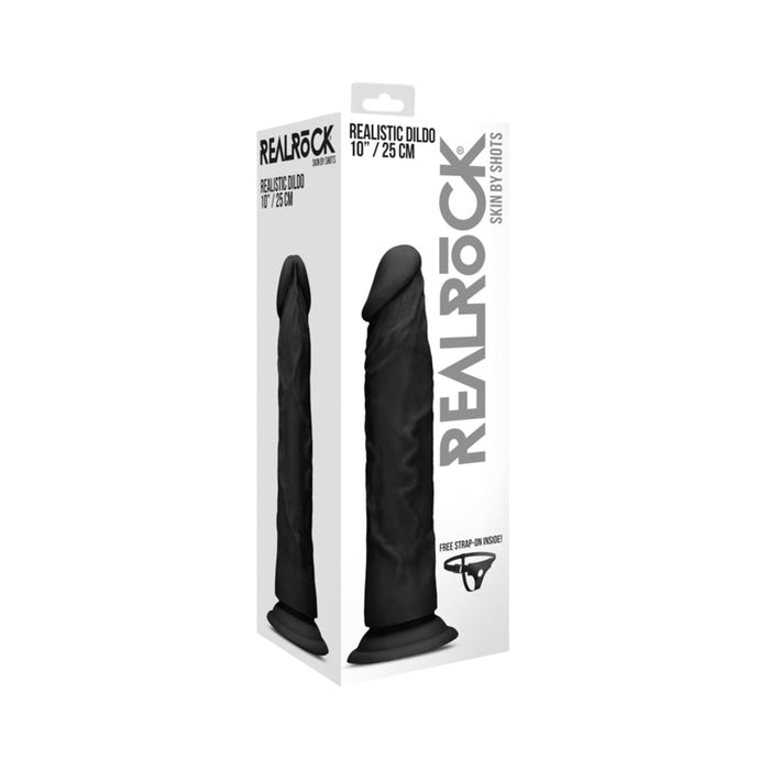 Realrock - 10 / 25 Cm Realistic Dildo - Black | SexToy.com