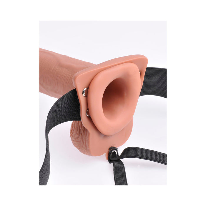 Fetish Fantasy 10in Hollow Rechargeable Strap-on With Remote, Tan | SexToy.com