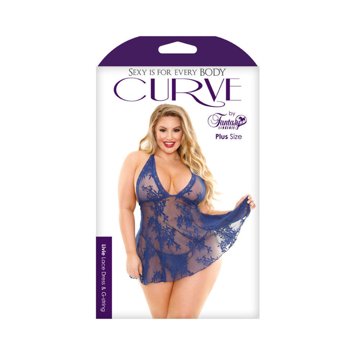 Livie Lace Chemise And Gstring Navy1x/2x | SexToy.com