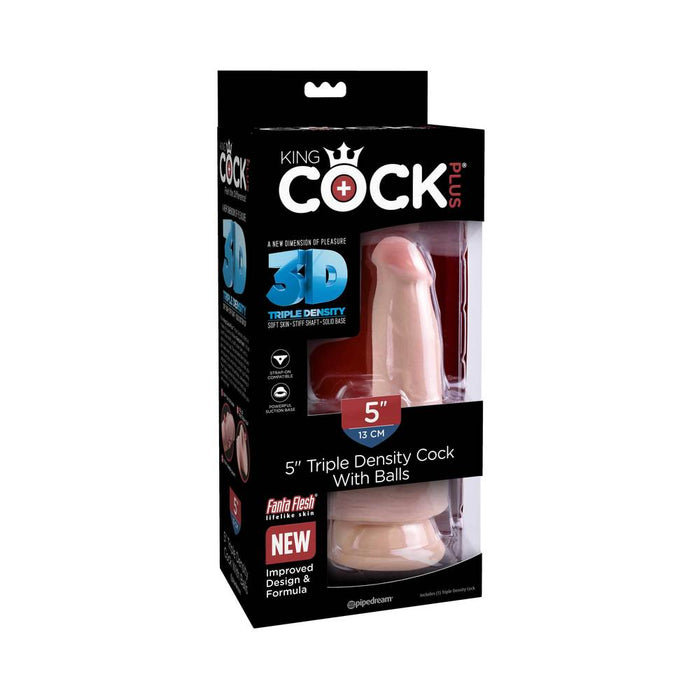 King Cock Triple Density 5 inches Dildo with Balls Beige | SexToy.com