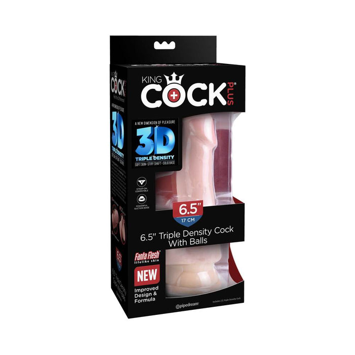 King Cock Triple Density 6.5 inches Dildo with Balls Beige | SexToy.com