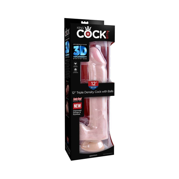King Cock Triple Density 12 inches Dildo with Balls Beige | SexToy.com