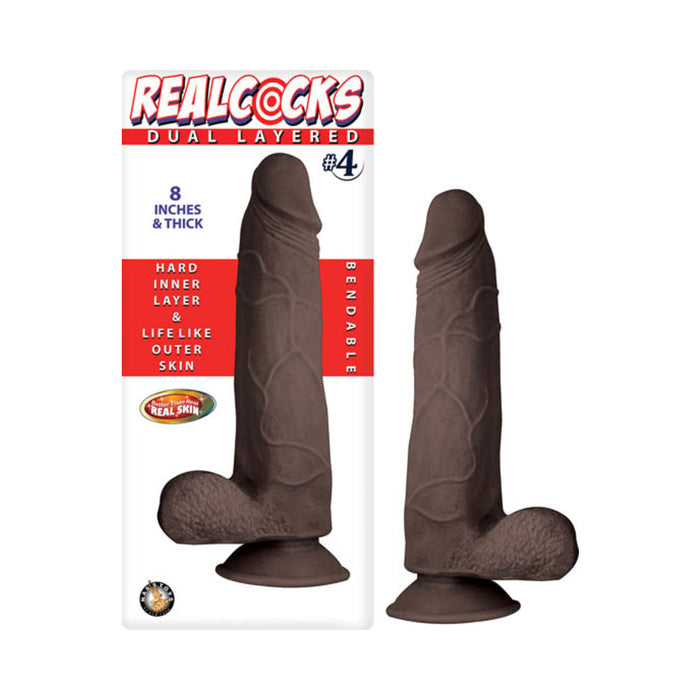 Realcocks Dual Layered #4 8In Dark Brown | SexToy.com