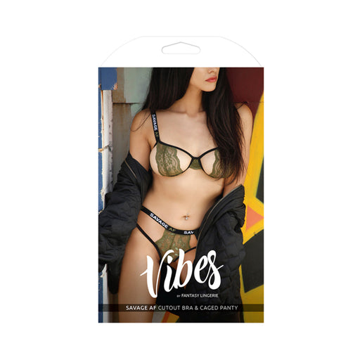 Vibes Savage Af Cutout Bra/caged Panty S/m | SexToy.com