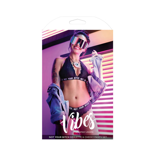 Vibes Not Your Bitch Bralette/panty S/m Blk | SexToy.com