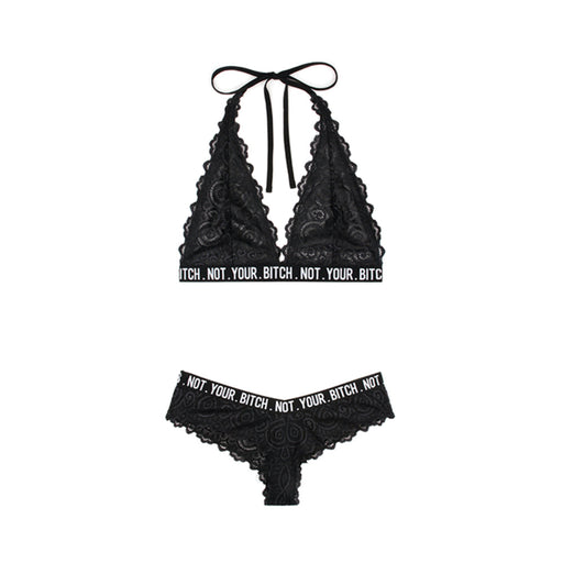 Vibes Not Your Bitch Bralette/panty L/xl Blk | SexToy.com