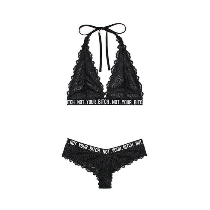 Vibes Not Your Bitch Bralette/panty L/xl Blk | SexToy.com