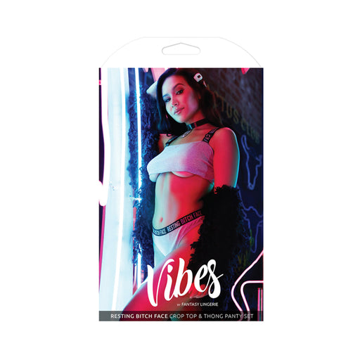 Vibes Resting Bitch Face Crop/pnty Set Gry S/m | SexToy.com