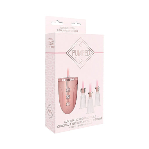 Automatic Rechargeable Clitoral & Nipple Pump Set - Medium - Pink | SexToy.com