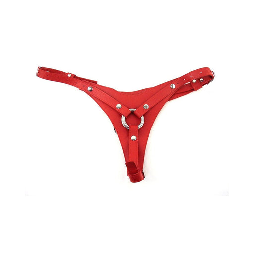 Leather Female Dildo Harness - RED | SexToy.com