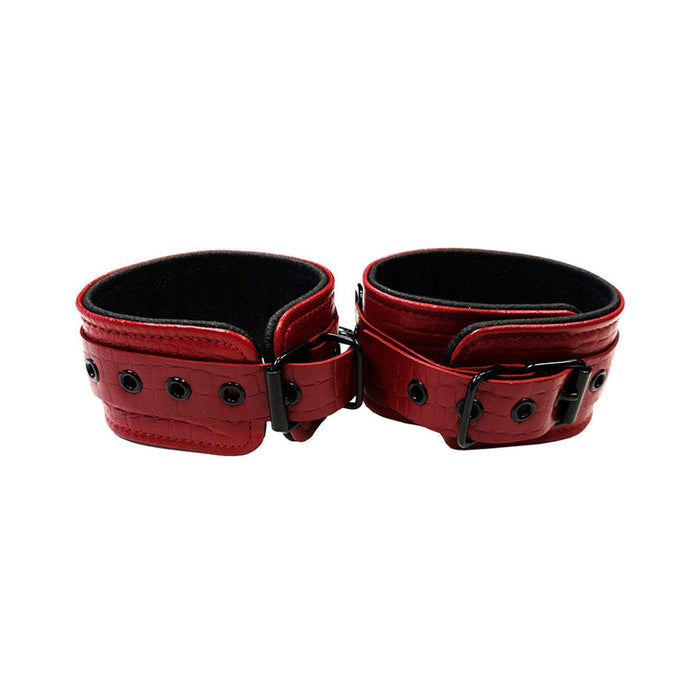 Leather Ankle Cuffs Burgunday & Black Accessories | SexToy.com