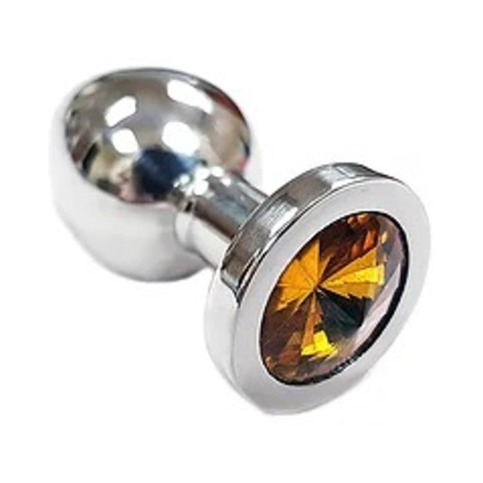 Stainless Steel Smooth Small Butt Plug w/Crystal | SexToy.com