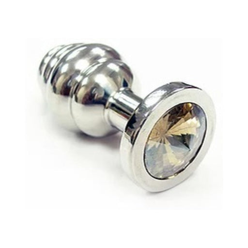 Stainless Steel Threaded Small Butt Plug Small With Clear Crystal  In Clamshell | SexToy.com