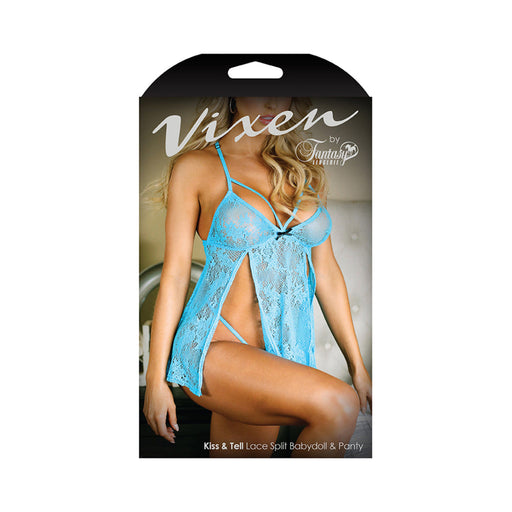 74964vixen Kiss & Tell Lace Split Babydoll & Panty One Size | SexToy.com