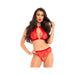 Velbet Trim Lace Halter Top Heart Ring High Waist Matching Thong Red M/l | SexToy.com