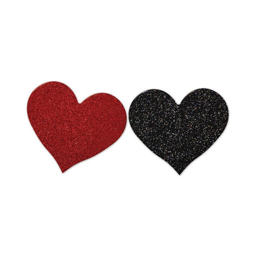 Nipplicious - Heart Shape Pasties - Glitter  - 2-pack - Red & Black | SexToy.com