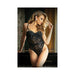 Moonlight Cage Lace Push Up Teddy With Snap Closure L/xl Black | SexToy.com