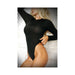 Vixen Up All Night Long Sleeve Opaque Bodysuit With Snap Closure Xl Black | SexToy.com