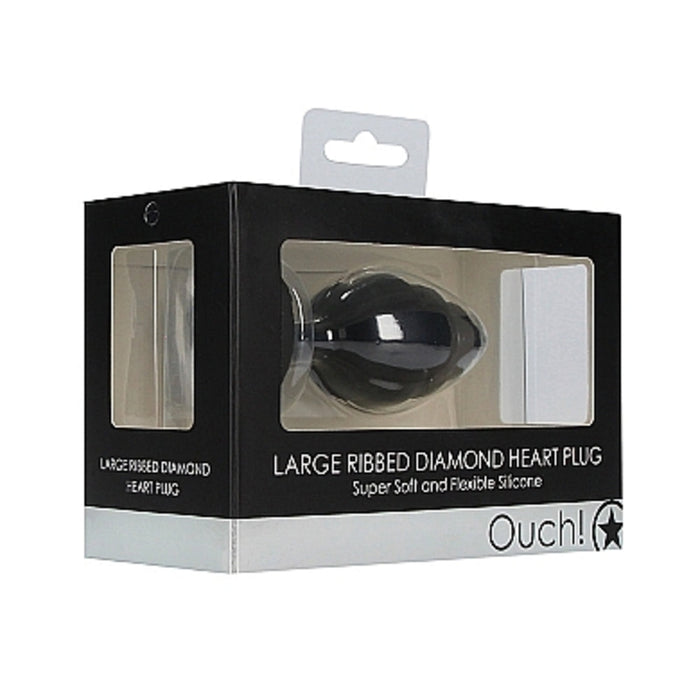 Ouch! Large Ribbed Diamond Heart Plug | SexToy.com