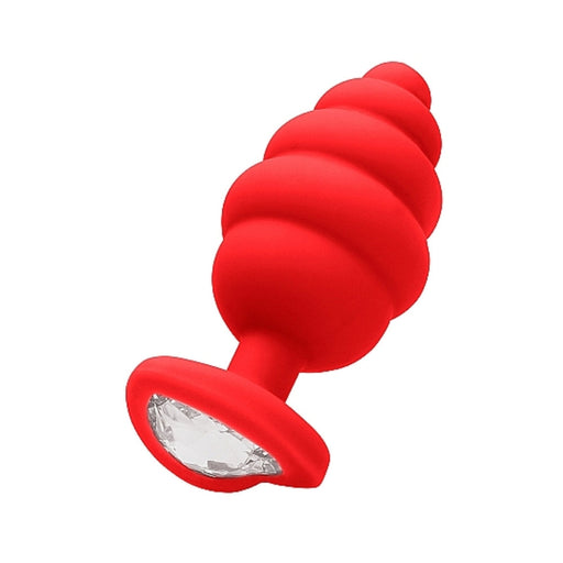 Ouchlarge Ribbed Diamond Heart Plug - Red | SexToy.com