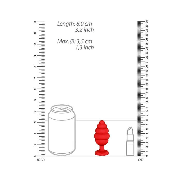 Ouchlarge Ribbed Diamond Heart Plug - Red | SexToy.com