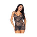 2-piece Eyelash Lace Rhinestone Backless Mini Dress And Matching G-string Small Black | SexToy.com