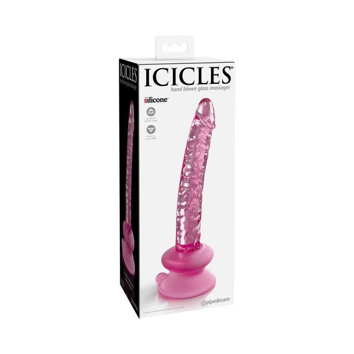 Icicles No. 86 - Glass Suction Cup Dildo - Pink | SexToy.com